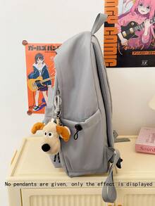 简约纯色大容量背包，耐用尼龙材质，适合高中生和大学生，无吊坠，休闲电脑包