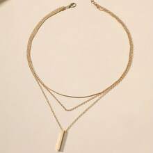 1 Set Of Fashion Necklaces, Multi-Layer Holiday Style Geometric Pendant Chain Necklaces, 18K Gold-Plated Jewelry, Party Wear, Gift For Friends. Gold (Mellow, Warm, Rich), K Gold (Fashionable, Diverse), Rose Gold (Gentle, Romantic), Pendant Chain (Single Main Stone, Simple), Set Chain (One-Piece Molding, Exquisite), Primary And Secondary Clear (Simple Plain Chain Against Complex Neckline, Not Stealing The Show), Stacking (Multi-Layer Thin Chain Length Staggered, Not Messy), Complex And Simple Complement Each Other - 金色 - 查看 3