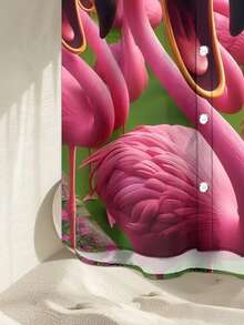 Summer Men's 3D Big Eyes Flamingo Printed Shirt - Multicolor - View 6