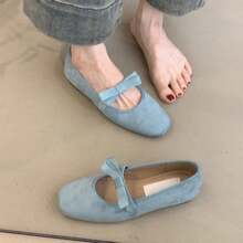 Französischer Feenstil Schleifenflache Mary Jane Damenschuhe Flache Ballerinas