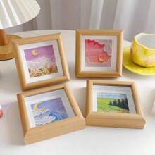 1pc Three-Dimensional Table Photo Frame, Use A Photo Frame To Beautify Your Memories, Give Gifts To Friends, Wedding Anniversary, Suitable For Desktop,Valentine's Day, Couple Photo Frame - Wood Color - View 8