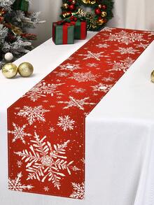 1 pezzo Runner da tavola in lino con decorazioni a fiocchi di neve per decorazioni natalizie e invernali, adatto per tavolo da cucina e da pranzo, copritavola natalizio per feste a casa, decorazioni natalizie per casa 2025 Nuovo Anno 2026, 13x72 pollici