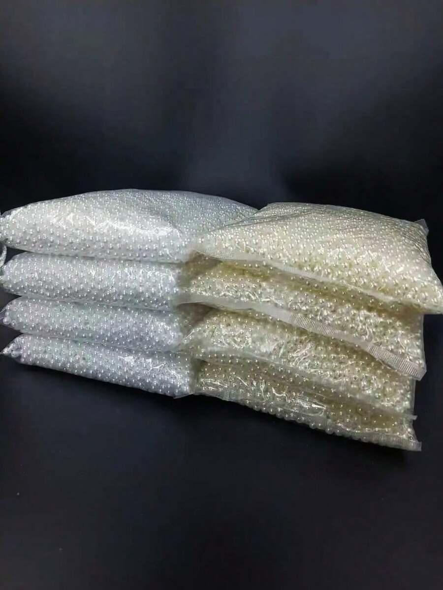 100 viên ngọc trai nhân tạo thời trang sáng bóng tối giản, không phai màu, không bong tróc, trắng tinh khiết và trắng sữa, 2 màu, 2 kích cỡ, ngọc trai giả bằng nhựa ABS, phụ kiện làm đồ trang sức DIY - trắng - Xem 1