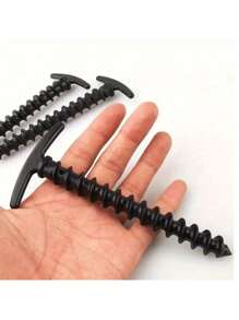 10pcs Heavy Duty Tent Stakes, Suitable For Camping And Outdoor Gear - Spiral Design Tent Pegs With Ergonomic Handles, Lightweight Portable Ground Nails For Tents, Tarps, Canopies (Red/Black/Green), Camping Accessories, Durable Structure