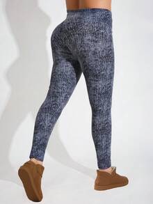 1 Pack Women's Casual High Elasticity Solid Color Leggings, Soft & Comfortable, Suitable For Home, Exercise, Shaping, Stretching, Lifting Buttocks, Outdoor Activities, Walking, Shopping, Fitness, Running, Work Commute, Street Events, Parties, Autumn/Winter - Multicolor - View 23