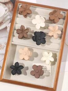 8 Pieces Minimalist Clips Matte Neutral Tones Style And Sophistication Korean Hair Clip Models - Nhiều màu - Xem 4