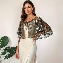 1 chiếc khăn choàng sequin cổ điển thanh lịch thập niên 1920 dành cho nữ, khăn choàng viền ren thêu, áo choàng đính sequin và hạt cườm, áo khoác ngoài phong cách retro, trang phục đường phố, áo sequin dự tiệc đêm, trang phục biểu diễn sân khấu, phụ kiện váy dạ hội thời trang châu Âu và Mỹ, thích hợp cho bãi biển, kỳ nghỉ, du lịch. - Nhiều màu - Xem 1