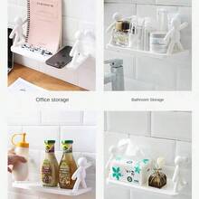 1 pièce/2 pièces Étagère de personnage de dessin animé, organisateur de vanité de salle de bain sans perçage, support de bocal à épices, étagère de rangement murale de salle de bain, étagère de rangement de figurine pour le salon, la chambre, le bureau, le balcon