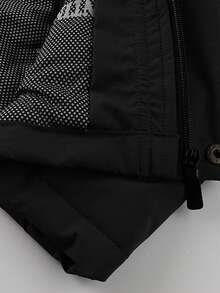 LEDUNTINO Men's Autumn/Winter Fashion Zip-Up Outdoor Casual Jacket, Solid Color, Multi-Pocket Design, Detachable Hood, Letter Print, Boyfriend Gift, Thick Style, Suitable For Autumn/Winter Outings And Daily Wear, Winter Tops