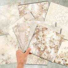 36 张 6 英寸白色花朵边框背景剪贴簿纸，适用于子弹日记、剪贴簿、卡片制作和工艺项目，可用作学校用品、返校 - 杏色 - 查看 5