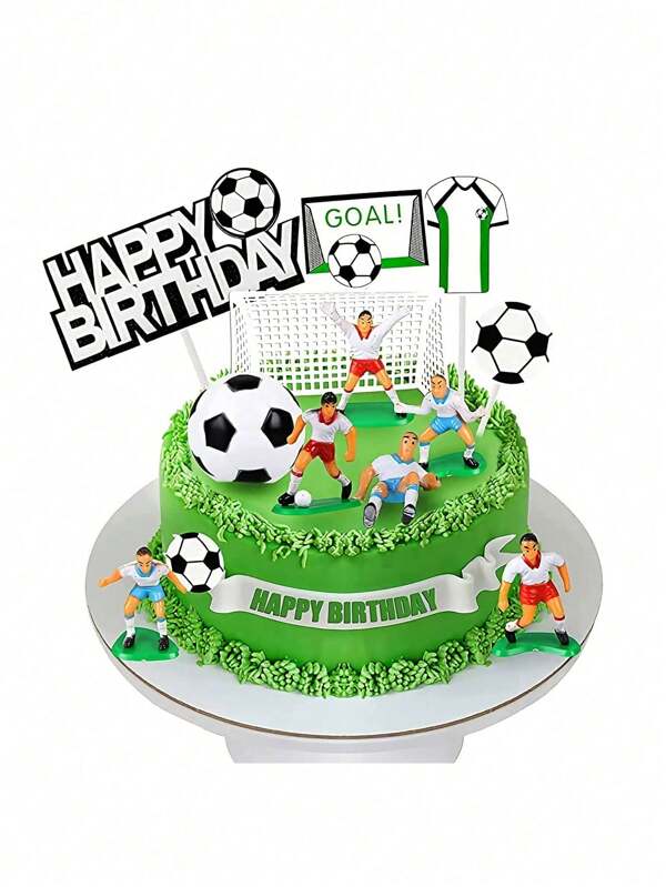 14 Peças Enfeites de Bolo de Futebol - Decorações de Bolo de Jogador de Futebol para Bolos e Festas com Tema de Futebol, Natal