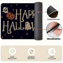 1pc Halloween Pumpkin Pattern Printed Non-Slip Linen Kitchen Rug, Doormat, Bath Mat, Suitable For Living Room, Bedroom, Hallway, Bathroom, Laundry Room - Polyester Carpet, Indoor Outdoor Home Decor, Halloween Decoration, Halloween Gift