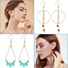 100/200PCS Earring Making Kit - Beading Hoop Finding, Open Hoops Bulk Wire For DIY Jewelry Craft Supplies - Teardrop And Round - Quantity - View 4