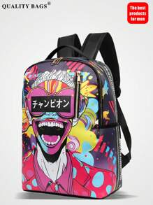 1 Stück lässiger College-Stil Rucksack, große Kapazität, Cartoon-Muster, modischer lässiger Muster, Buchstaben-Muster, Graffiti-Muster, geeignet für Männer, Festivals, Sport, Urlaub, Retro, kann Dateien halten, Reisen, Gym, Muster, Universitäts-Rucksack, Schul-Rucksack, Campus-Rucksack, Laptop-Rucksack, Rückkehr zur Schule Saison 2000er Jahre Stil