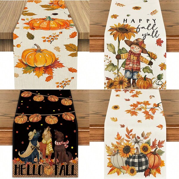Herbstdekoration, Blatt-Kürbis Tischläufer für den Herbst, Ernte-Dekoration für Thanksgiving, Bauernhaus, Esszimmertisch, Couchtisch, Küche Heimdekoration