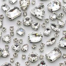 WENSIDUO Sew On Rhinestones 150 PCS Mixed Shapes Glass Rhinestones Sew On Crystal Gems Mental Flatback With Silver Claw For Jewelry Crafts Clothes Shoes Costume Garment White,Grandma Mothers Day Gift,Mother's Day - White - View 6