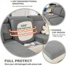 Sofa Cover Stretch Cushion Couch Covers Chaise Lounge Cover For L Shape Sectional Sofa Slipcover Anti-Slip Elastic Wear-Resistant Furniture Protector (Weave Grey, 1 Seater Cover) - 單座椅套_ - 查看 3