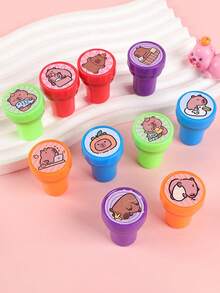 12/24pcs-Capybara Pattern Stamps - Mini Self Printed Seal, Easy-Grip, Assorted Colors, Perfect For Arts And Diy Crafts & Birthday,Back To School Party Baby Shower Party Favors,Back To School, School Thingsfor Girls/Boys, Backpack,School Supplies - Multicolor - View 9