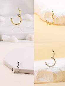 1pc Hight Segment Nose Ear Ring Septum Earrings Septum Ring 16G1.2MM Rod Thick Piercing Fashion Jewelry - Yellow Gold - View 6