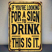 Funny Drinking Quotes Metal Sign - Retro Yellow And Black Design Bar Decoration - Heavy Aluminum Hanging Sign, Suitable Home, Pub, Office - Easy To Hang Wall Art - Housewarming ( 12x8inch ) - Decorative Signs And Plaques, Bar Decoration, Kitchen Decoration, Humorous Signs - 彩色 - 查看 1