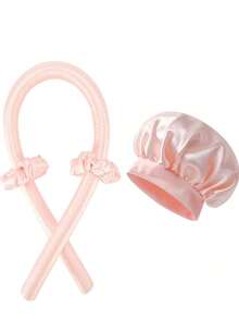 Set de 4 piezas de herramientas para el cuidado del cabello durante el sueño, rodillos para el cabello sin calor para dormir, gorro de seda para dormir, gorro con banda elástica para dormir para el cuidado del cabello de las mujeres