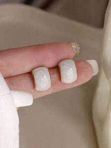 Set de 7 piezas de aretes elegantes y versátiles con cristales, medias lunas, conchas, formas geométricas, perlas falsas, lazos huecos y flores asimétricas, adecuados para uso diario y festividades de mujeres - Multicolor - Ver 3