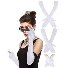 6pcs/3 Pairs Women's Long, Medium & Short Gloves Set, Summer Funny Cosplay 1920s Gatsby Party Costume Accessories, 52/42/20cm Black & White Elegant Etiquette Driving Riding Sun Protection Masquerade Ball Single Party Decorations - Multicolor - View 2