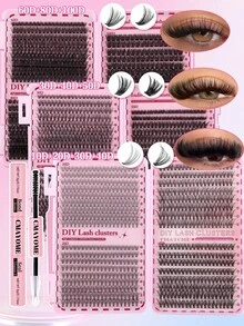 Set di ciglia finte individuali D-Curl da 160/648/680/720 pezzi, include colla, sigillante, pinzette, pennello, adatto ai principianti, libro delle ciglia con grande capacità, adatto per vari look di trucco, ciglia voluminose e soffici per valorizzare gli occhi, lunga durata, design segmentato per una facile applicazione, adatto per uso quotidiano, matrimoni, all'aperto, viaggi, feste in discoteca, festival musicali e altre occasioni, ottimo regalo per le donne