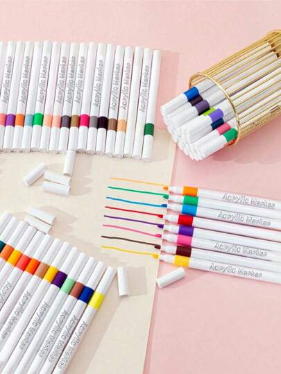 12/24/48/60 färger akrylpennor, vattentäta och oljebaserade, med blandade spetsar (fladdermöss, blommor, fiskar, etc.) för stenmålning, korttillverkning, sten, metall, keramik - perfekt för påskdekorationer, Thanksgiving-presenter, festgåvor, julgransprydnader och pyssel, juldekorationer, skolstartssäsongen