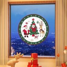 1 件圣诞老人、雪人、圣诞树窗贴、PVC 静电吸附贴花、圣诞节节日装饰、派对用品、适用于家庭和厨房窗户装饰、门窗玻璃贴花圣诞装饰品圣诞装饰圣诞装饰家居