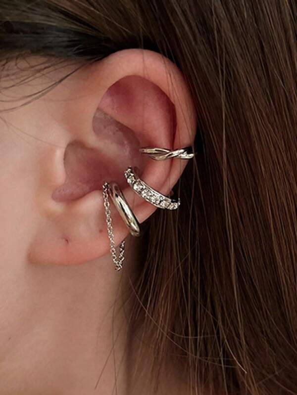 3 Pieces Of Zirconia Simple Clip Earrings Set For Women Holiday Dating Gift