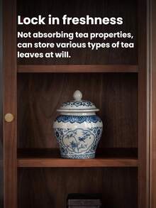 1 Tarro de almacenamiento de porcelana azul y blanco vintage con capacidad de agua de 500ml/1000ml, con lata de té sellada de cerámica de color esmaltado, adecuado para cajas de te, decoraciones de escritorio, frascos de almacenaje para el hogar, accesorios de t - Multicolor - Ver 8