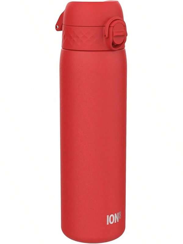 ION8 Lightweight Steel Water Bottle, 600 Ml/20 Oz, Non-Insulated, Leak Proof, Easy To Open, Secure Lock, Dishwasher Safe, Flip Cover, Fits Cup Holders, Carry Handle, Metal Water Bottle, Black