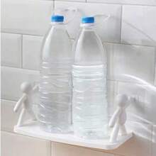 1 pièce/2 pièces Étagère de personnage de dessin animé, organisateur de vanité de salle de bain sans perçage, support de bocal à épices, étagère de rangement murale de salle de bain, étagère de rangement de figurine pour le salon, la chambre, le bureau, le balcon