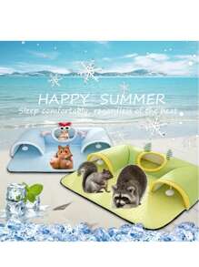 清凉夏日宠物游乐场，多功能猫咪隧道，适合兔子、仓鼠、小型犬和中型猫的玩具，四季宠物垫 - 彩色 - 查看 6