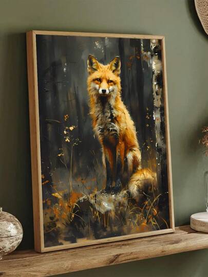 1pc Vintage Fox Print, Fox Wall Art, Dark Cottagecore Decor, Woodland Animals, Fox Decor, Fox Art, Dark Academia, Animal Prints, Bookish Gifts, Raccoon Print, Woodland Nursery Decor, Woodland Animals, Raccoon Art Nature Prints Forest Print, Animals Wall Art, Bedroom Decor, Living Room Decor