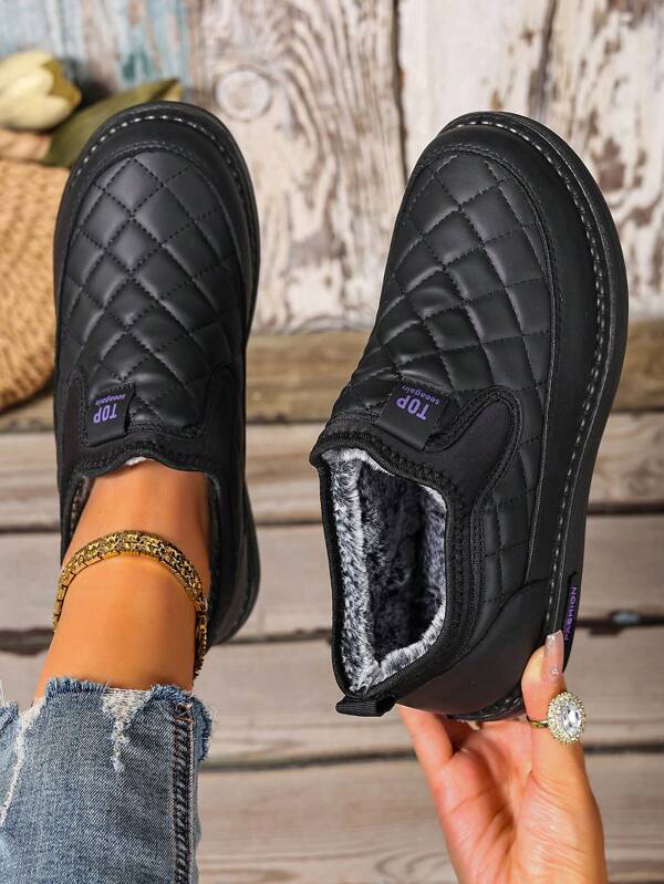 Women's Winter Snow Boots, Solid Color Fashion Versatile Short Boots, Thermal Lined Fuzzy Boots, Slip-On, Anti-Slip, Waterproof, Durable