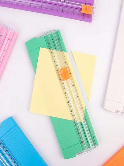 1pc Creative Student Portable Sliding Desktop Cutting Machine With Measuring Scale, Multi Functional Office Desktop Small Paper Cutting Machine