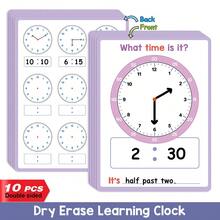 10pcs A4 Time Cognition Learning Writing Children's Clock Practice Sheets, Double-Sided Printing, Reusable - Multicolor - View 6