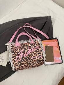2025 Fashionable Casual Canvas Wide Strap Shoulder Crossbody Handbag - Pink - View 9