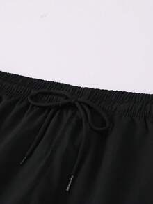 Quần đạp xe phong cách Boyfriend có túi khóa kéo, quần chạy bộ thể thao ngoài trời có dây rút - màu đen - Xem 4