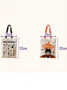 1pc Halloween Canvas Bag, Witch Ghost Holiday Party Kindergarten Candy Gift Bag, Gift Store Packaging Bag - Multicolor - View 3
