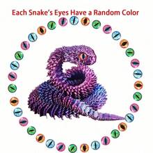 Nuevo 2025 Estatua de serpiente rizada - Juguete de serpiente posable y suave impreso en 3D con huevo de serpiente, diseño de criatura mítica, juguete de decoración del hogar para alivio del estrés, adecuado para Navidad, para mayores de 14 años (color de ojos aleatorio), juguete antiestrés, juguete, juguete sensorial, juguete para adolescentes, que brilla en la oscuridad, juguete para apretar, juguete, regalo de cumpleaños/Pascua - Multicolor - Ver 8