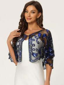 1 chiếc khăn choàng sequin cổ điển thanh lịch thập niên 1920 dành cho nữ, khăn choàng viền ren thêu, áo choàng đính sequin và hạt cườm, áo khoác ngoài phong cách retro, trang phục đường phố, áo sequin dự tiệc đêm, trang phục biểu diễn sân khấu, phụ kiện váy dạ hội thời trang châu Âu và Mỹ, thích hợp cho bãi biển, kỳ nghỉ, du lịch. - Nhiều màu - Xem 8
