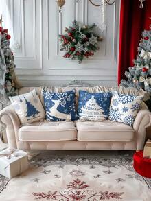 4 Stück Weihnachts-Bestseller Samt Soft Touch, modischer Stil Weihnachtsmann, Weihnachtszahlen, Rentier, Schneemann, Schneeflocke, Weihnachtsdekoration, Weihnachtsgeschenk, Weihnachtsdeko, hypoallergenes Polyestermaterial, verdeckter Reißverschluss, ohne Füllung, geeignet für Heimdekoration, Wohnzimmerdekoration, Kissenbezug, Sofakissenbezug, dekorative Sofaauflage, Heimdekoration, Polsterbezug, weiche Auflage.