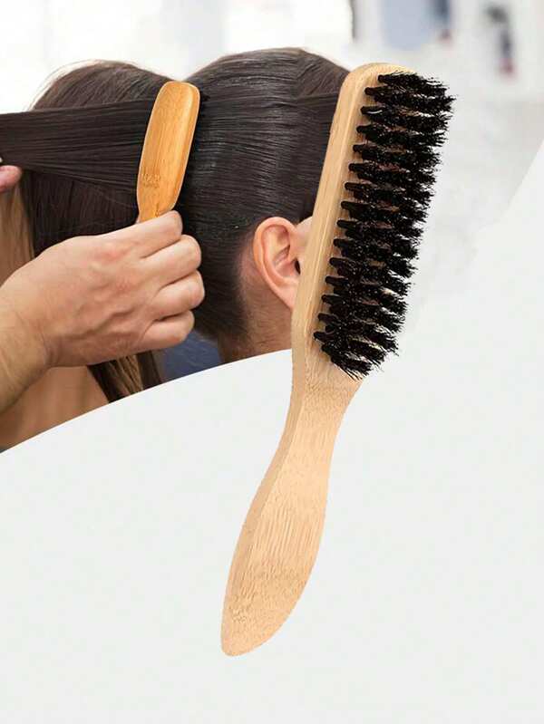 Boar Bristle Slick Back Hair Brush ForSleek Ponytail Bun & Smoothing BabyHairs,Flyaways,Edge Control-Backcombing & Teasing Hairbrush WithWide Rat Tail For Sectioning & Parting,Hair Brush, Comb, Hair Tools, HairProducts And Accessories For BarberSalon Beauty Travel Essentials