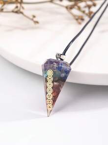 1入/件脈輪療癒水晶吊墜項鍊,帶可調節鍊,適用於女士/女孩精神瑜珈禮物 - 項鍊 - 查看 17