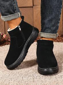 Herren Schneestiefel, neue Winter Schnee Stiefel bis zur Wade, rutschfest & verschleißfest Einfarbig, vielseitig einsetzbar für Outdoor, leicht & bequem mit Seitlichem Reißverschluss