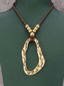 1 chiếc vòng cổ kim loại xoắn tròn vàng tối giản, vòng cổ xích phóng đại thời trang dành cho cả nam và nữ, thích hợp làm quà tặng cho bạn trai/bạn gái - Ngắn - Xem 18