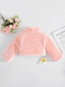 Girls' Fluffy Knit Shawl Cardigan Jacket, Long Sleeve, Suitable For Dresses, Princess Skirts, Party, Performance, Daily Wear, Festivals, Parades, Birthday Parties, Stage Shows, Concerts - Pink - View 2